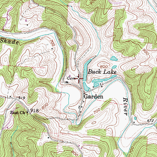Topographic Map of Garden Cemetery, OH