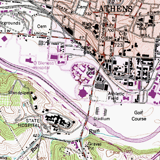 Topographic Map of Grosvenor Hall, OH