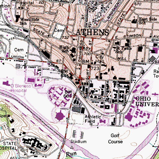 Topographic Map of Haning Hall, OH