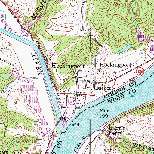 Topographic Map of Hockingport Cemetery, OH