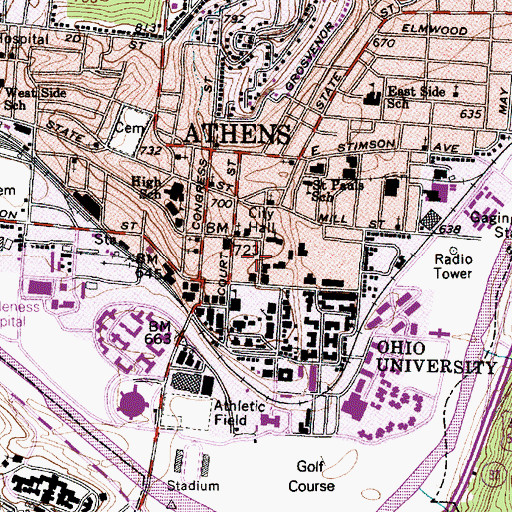 Topographic Map of Kantner Hall, OH