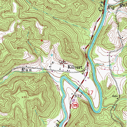 Topographic Map of Kilvert Cemetery, OH