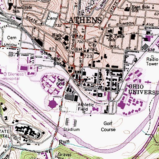 Topographic Map of Lindley Hall, OH