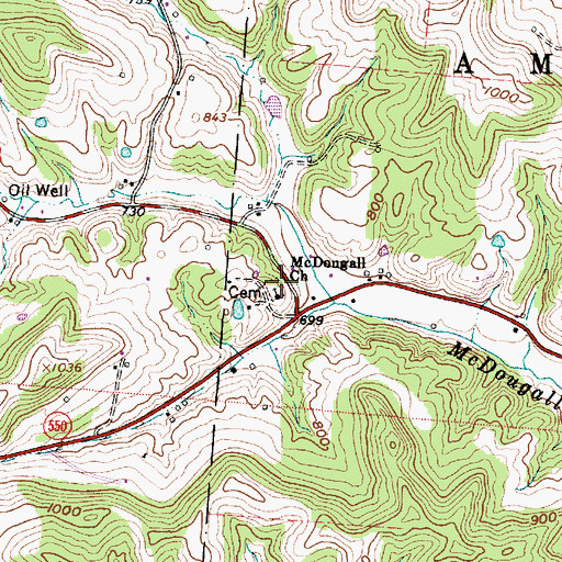 Topographic Map of McDougall Cemetery, OH