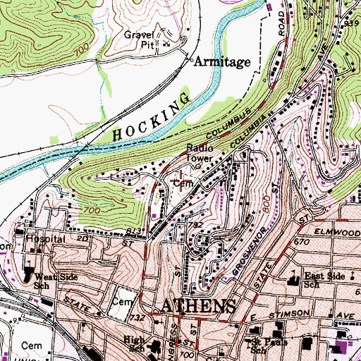Topographic Map of Mount Calvary Cemetery, OH