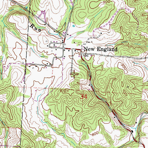 Topographic Map of New England Cemetery, OH