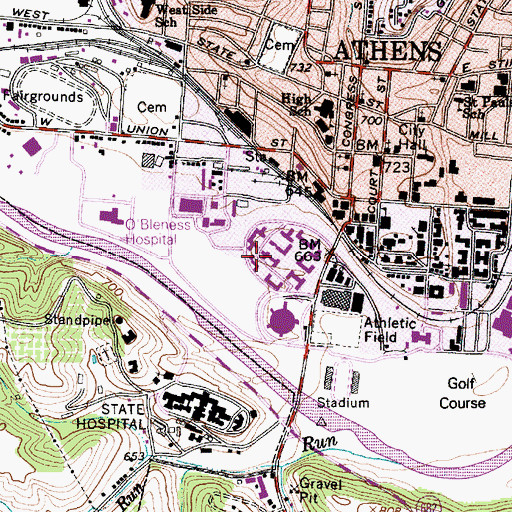 Topographic Map of Parks Hall, OH