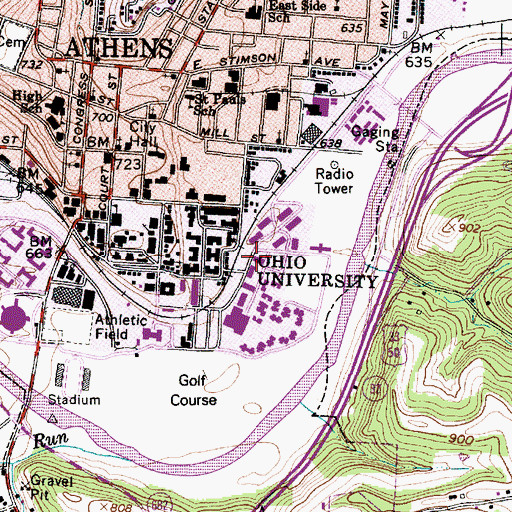 Topographic Map of Pickering Hall, OH