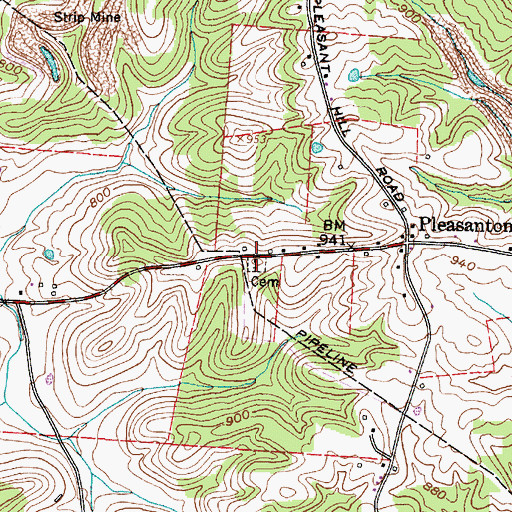 Topographic Map of Pleasant Hill Church, OH