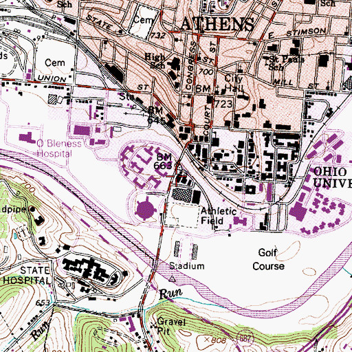 Topographic Map of Porter Hall, OH