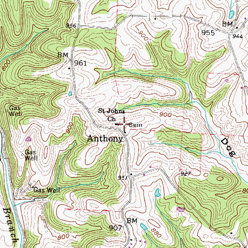 Topographic Map of Saint Johns Cemetery, OH