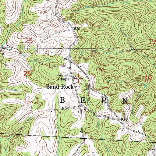 Topographic Map of Sand Rock Cemetery, OH
