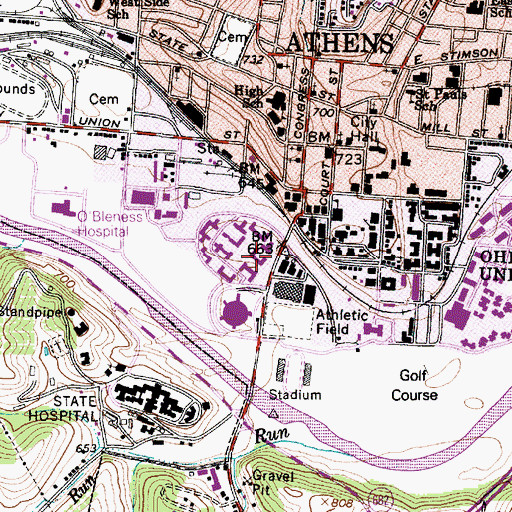 Topographic Map of Sargent Hall, OH