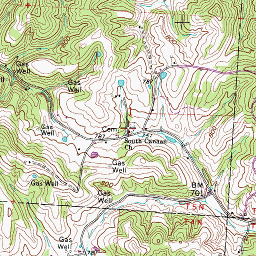 Topographic Map of South Canaan Cemetery, OH