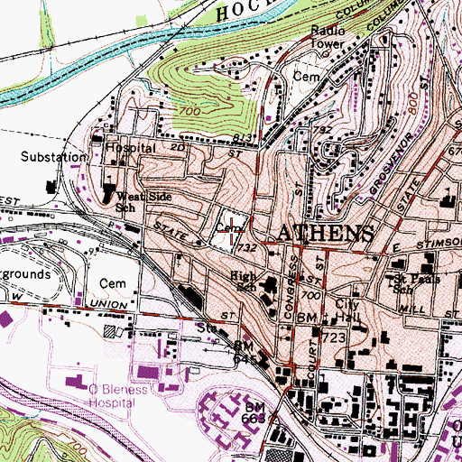 Topographic Map of State Street Cemetery, OH