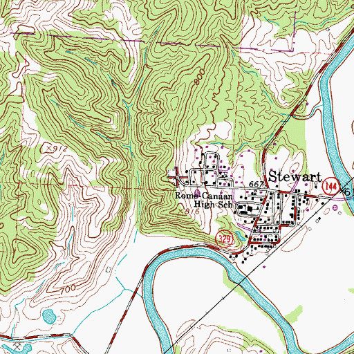 Topographic Map of Stewart Cemetery, OH
