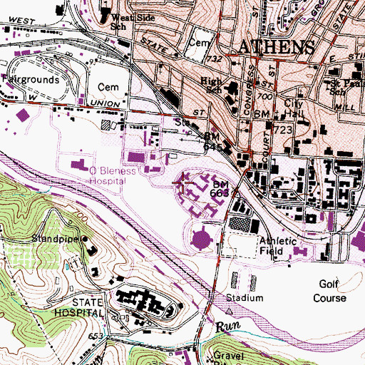 Topographic Map of Stocker Hall, OH