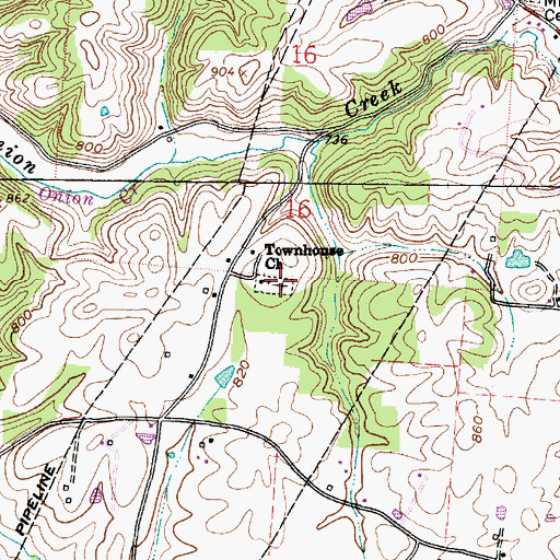 Topographic Map of Town House Cemetery, OH
