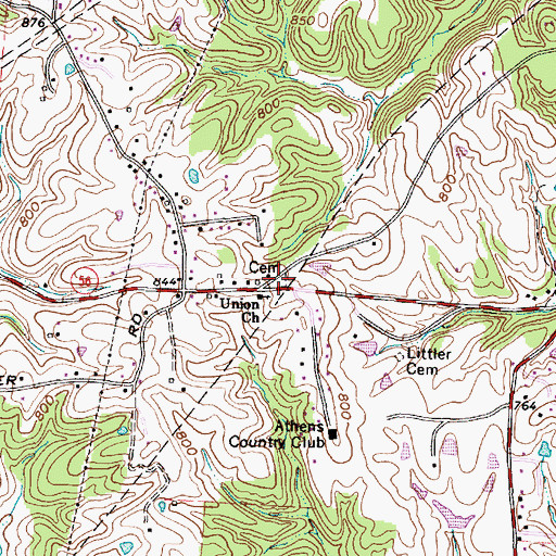 Topographic Map of Union Cemetery, OH