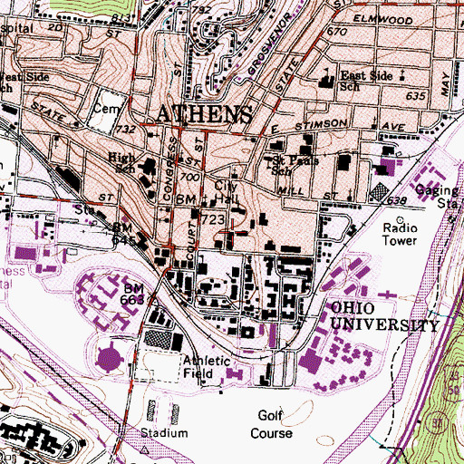 Topographic Map of Voight Hall, OH