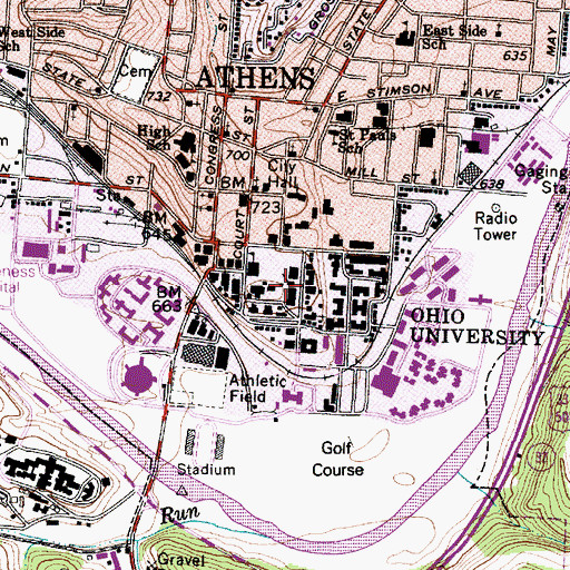Topographic Map of Wilson Hall, OH