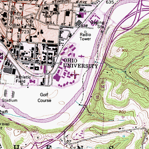 Topographic Map of Atkinson Hall, OH