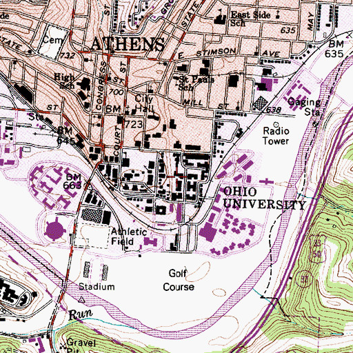 Topographic Map of Biddle Hall, OH