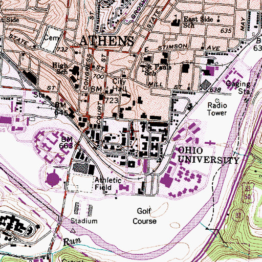 Topographic Map of Bryan Hall, OH