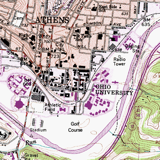 Topographic Map of Bush Hall, OH