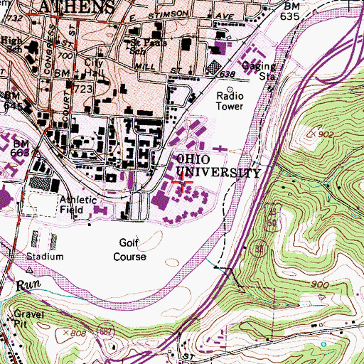 Topographic Map of Cady Hall, OH