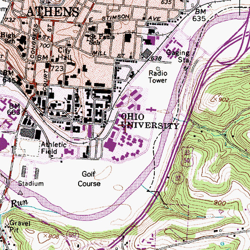 Topographic Map of Foster Hall, OH