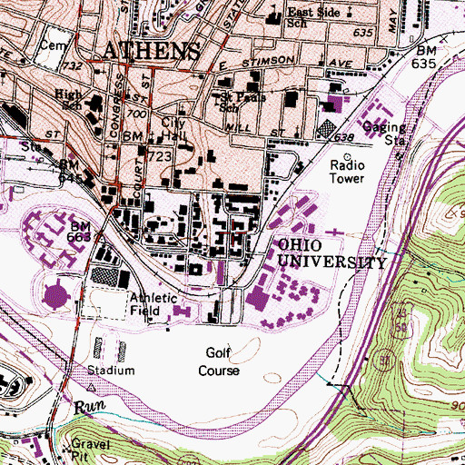 Topographic Map of Gamertsfelder Hall, OH
