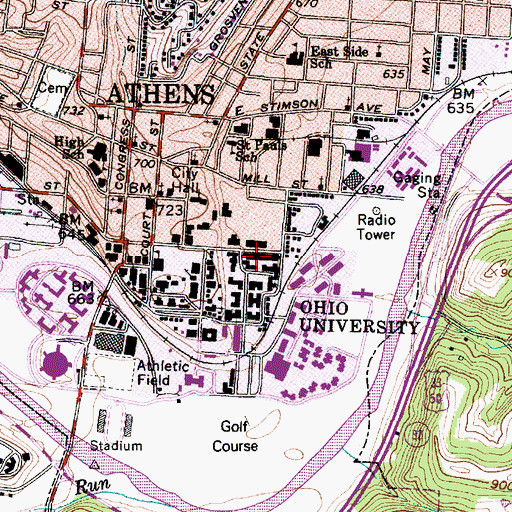 Topographic Map of Jefferson Hall, OH