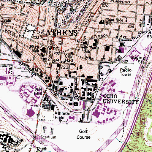 Topographic Map of Jennings Hall, OH