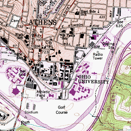 Topographic Map of Johnson Hall, OH