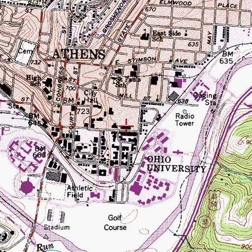 Topographic Map of McCracken Hall, OH