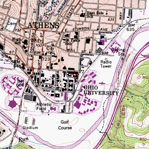 Topographic Map of Read Hall, OH