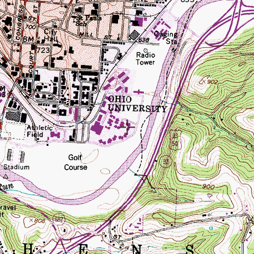 Topographic Map of Smith Hall, OH