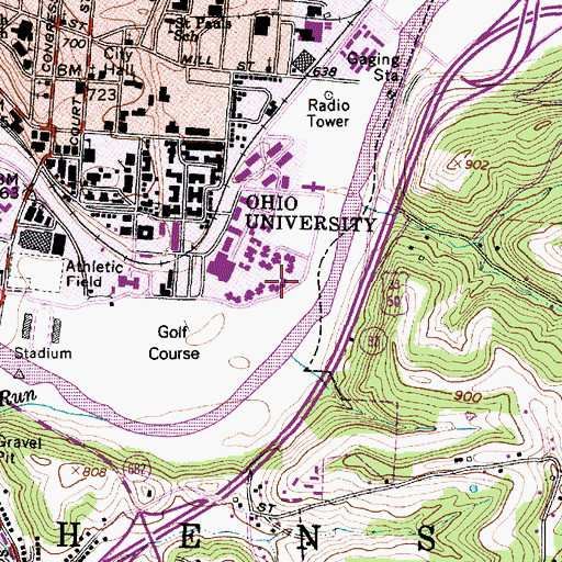 Topographic Map of True Hall, OH