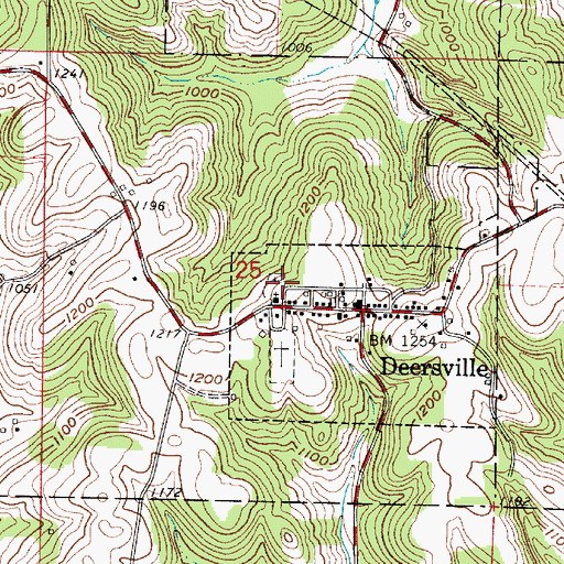 Topographic Map of Deersville Methodist Episcopal Cemetery, OH