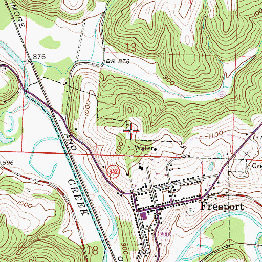 Topographic Map of Freeport Methodist Cemetery, OH