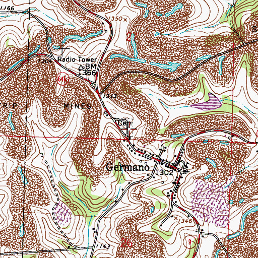 Topographic Map of Germano Cemetery, OH