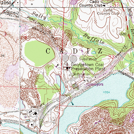 Topographic Map of Georgetown Coal Preparation Plant, OH