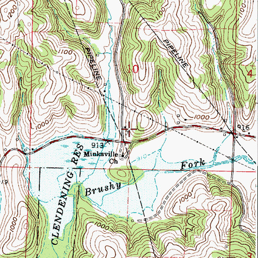 Topographic Map of Minksville Cemetery, OH