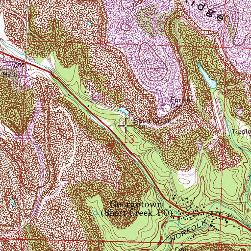 Topographic Map of Short Creek Cemetery, OH