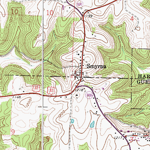 Topographic Map of Smyrna Methodist Episcopal Cemetery, OH
