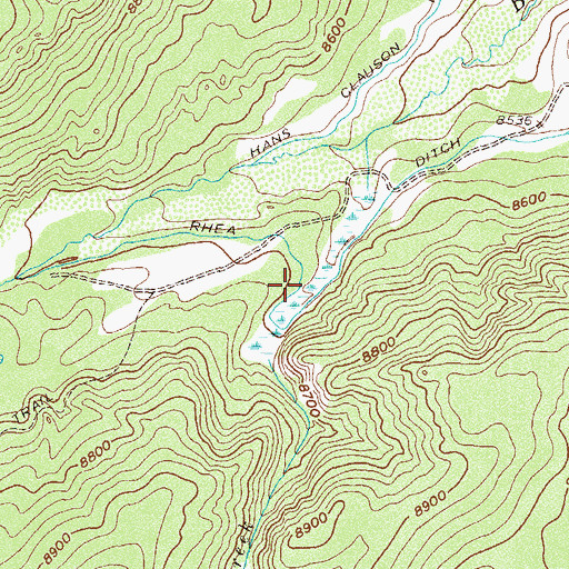 Topographic Map of Rhea Ditch, CO