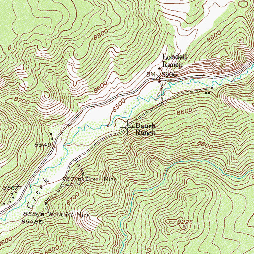 Topographic Map of Bauch Ranch, CO