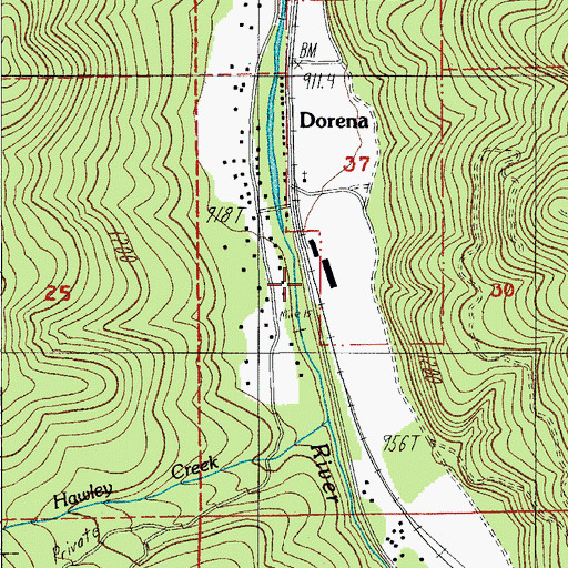 Topographic Map of Row River Lumber Company Number 2 (historical), OR