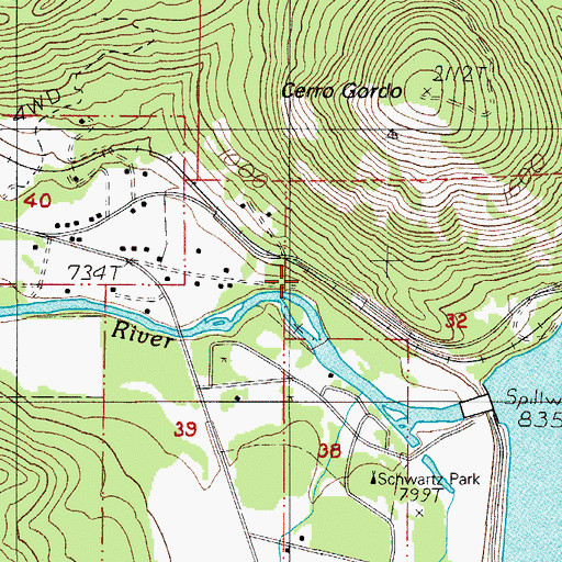 Topographic Map of Cerro Gordo (historical), OR